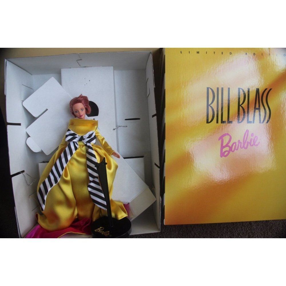Barbie doll porcelain bill blass 17040 Mattel fashion designers evening dress‎